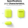 Elago Basic Skinny Case for Apple AirPods 1&2 Generation, Upgraded Premium Silicone, Front LED Visible, Dustproof Protective Cover, Compatibility With Wireless Chargers Neon Yellow
