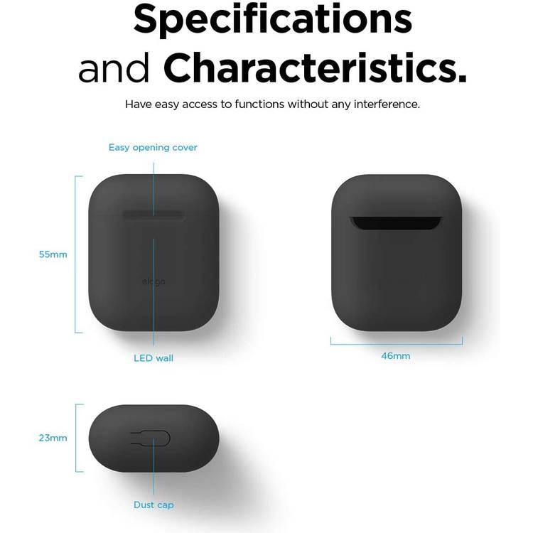 Elago Basic Skinny Case Compatible for Apple AirPods 1&2 Generation, Upgraded Premium Silicone, Front LED Visible, Scratch Resistant, Drop Resistant, Dustproof and Absorbing