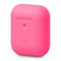 Elago Protective Silicone Skin Case Compatible with Apple AirPods 1/2 Generation, Front LED Visible & Supports Wireless Charging, Shock Resistant - Neon Hot Pink