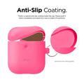 Elago Protective Silicone Skin Case Compatible with Apple AirPods 1/2 Generation, Front LED Visible & Supports Wireless Charging, Shock Resistant - Neon Hot Pink
