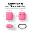 Elago Silicone Case with Anti-Lost Keychain Compatible with Apple AirPods 1/2 Wireless Charging Case, Front LED Visible, Anti-Slip Coating Inside, Premium Silicone - Neon Hot Pink