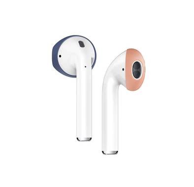 Elago Secure Fit 2 Pairs Cover For Apple Airpods 1/2 Generation, Flip the Secure Fits, hassle-free cover, Jean Indigo/Peach