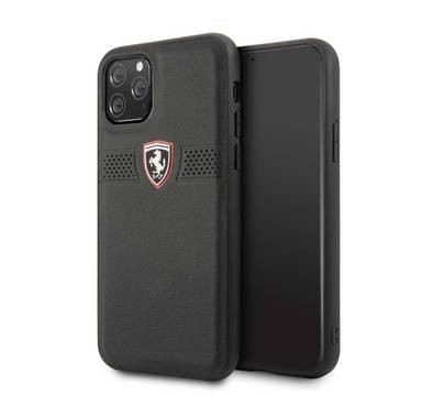 CG MOBILE Ferrari Off Track Grained Leather Phone Case for iPhone 11 Pro (5.8") Mobile Case Suitable with Wireless Chargers Officially Licensed - Black