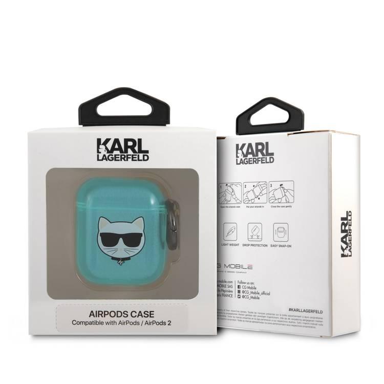 CG Mobile Karl Lagerfeld TPU Choupette Fluo Case with Ring Compatible for Apple AirPods 1 & 2, Scratch & Drop Resistant, Dustproof & Absorbing Protective Silicone Cover