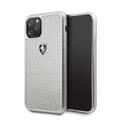 CG MOBILE Ferrari Heritage Real Carbon Hard Phone Case Compatible for Apple iPhone 11 Pro (5.8") Anti-Scratch Mobile Case Officially Licensed - Silver