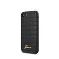 CG Mobile Guess PU Croco Print Phone Case with Metal Logo Compatible for iPhone 7/8/SE(2) Shock & Scratch Resistant Officially Licensed - Black