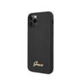 CG Mobile Guess PU Lizard Print Case with Metal Logo for iPhone 11 Pro (5.8")Officially Licensed, Shock Resistant, Scratches Resistant, Compatible with Wireless Chargers - Black