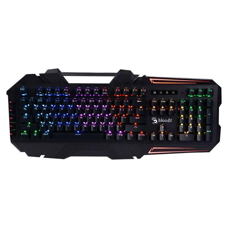 Bloody B880R Light Strike RGB Mechanical Gaming Keyboard, Self-Customize RGB Animation, Adjustable Backlights, 5 Programmable Keys, Spill-Resistant  - (Blue Switch)