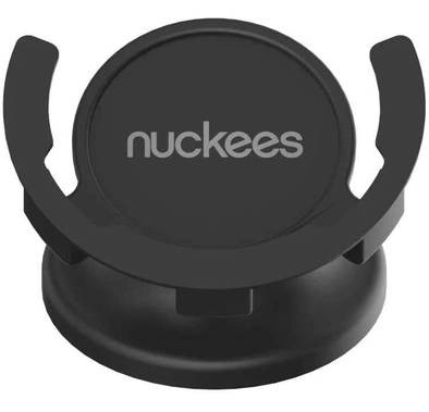 Nuckees Universal Phone Grip Mount, 360 Rotation & One-Touch Adjustment Compatible with Flat Surface - Black