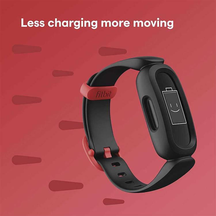 Fitbit Ace 3 Fitness Wristband Compatible for Kids, Animated Clock Faces, All Day Activity Tracking, Swim proof Water Resistant (50 meters), 8-Day Battery Life - Black/Red