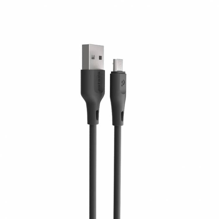 Porodo New PVC Micro USB Cable 2M 2.4A, Over-Current Protection, Durable Fast Charge & Data Cable, Safe & Reliable Cord Compatible for Micro Devices - Black