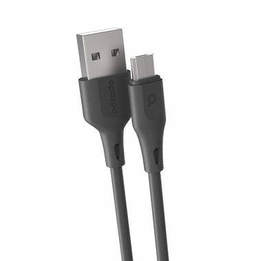 Porodo New PVC Micro USB Cable 2M 2.4A, Over-Current Protection, Durable Fast Charge & Data Cable, Safe & Reliable Cord Compatible for Micro Devices - Black