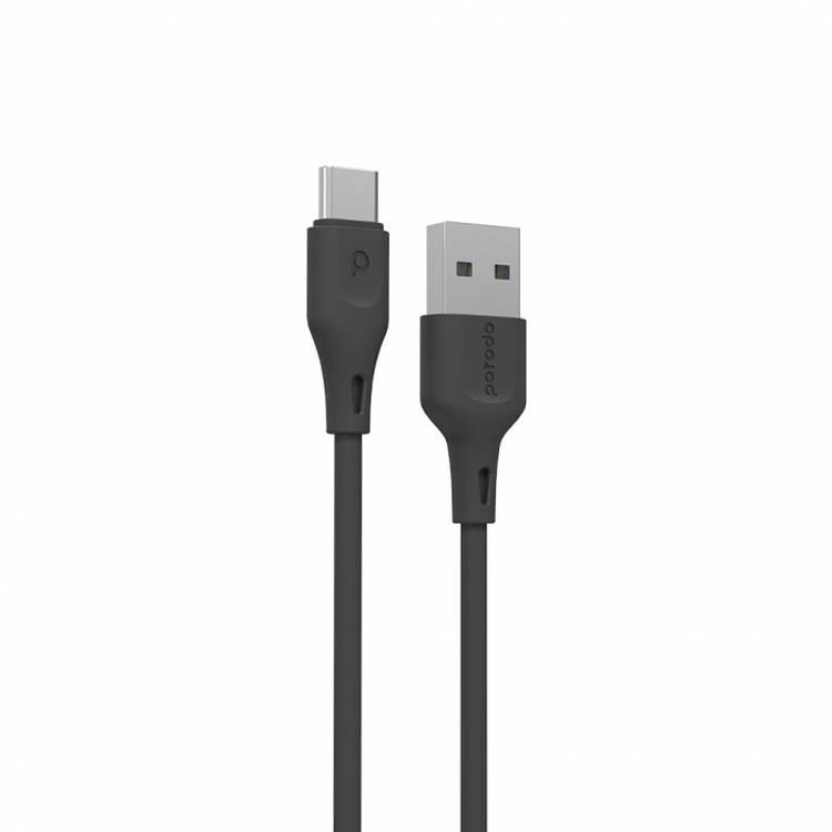 Porodo New PVC Type-C Cable 2M 3A, Over-Current Protection, Durable Fast Charge & Data Cable, Safe & Reliable Cord Compatible for Type-C Devices - Black