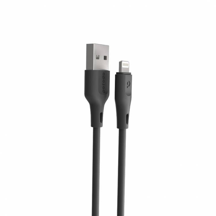 Porodo New TPE / PVC Lightning Cable 2.4A, Over-Current Protection, Durable Fast Charge & Data Cable, Safe & Reliable Cord Compatible for Lightning Devices - Black - 2 M