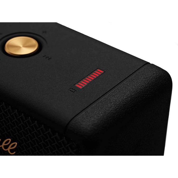 Marshall Emberton Compact Portable Wireless Speaker, 20+ hours Portable Playtime, Bluetooth 5.0, IPX7 Water-Resistance, Multi-Directional Control Knob - Black/Brass