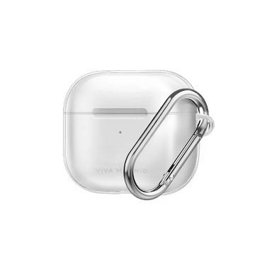 Viva Madrid Clar Case Compatible for AirPods 3 With Silver Keychain, Scratch & Drop Resistant, Dustproof & Absorbing Protective Silicone Cover Suitable with Wireless Chargers - Clear