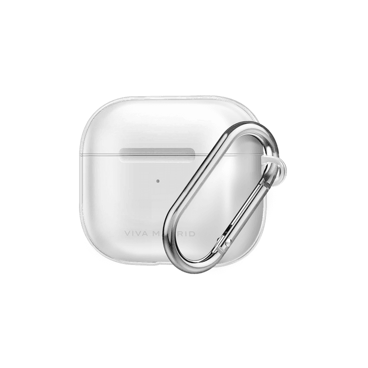 Viva Madrid Clar Case Compatible for AirPods 3 With Silver Keychain, Scratch & Drop Resistant, Dustproof & Absorbing Protective Silicone Cover Suitable with Wireless Chargers - Clear