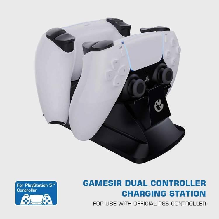 GameSir Dual Controller Charging Station with LED Indicator, Quick Charging Cable Power Dock for PS5 Game Controller - Black