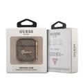 CG Mobile Guess PU 4G Case with Script Metal Logo for Airpods 1/2 Scratch Resistant, Shock Absorption & Drop Protection Cover Officially Licensed - Brown