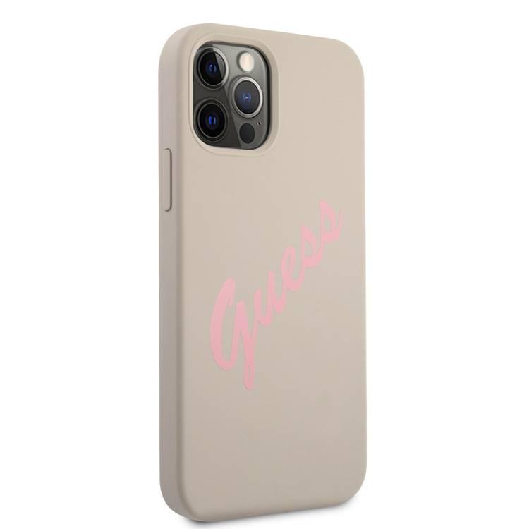 CG MOBILE Guess Silicone Vintage Hard Case With Pink Script, Easy Access to All Ports, Anti-Scratch, Shock-Absorption & Drop Protection Back Cover