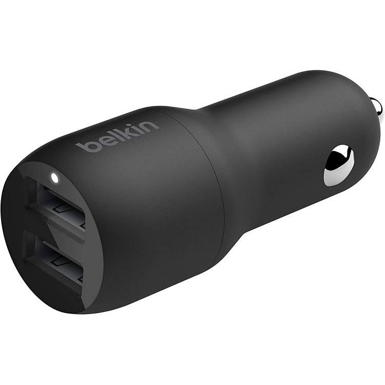 Belkin Car Charger Dual USB CCD001bt1MBK with Lightning Cable-Black