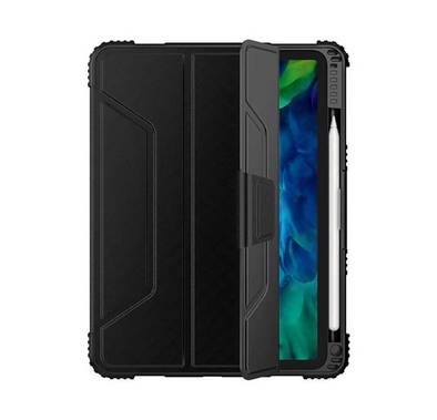 Viva Madrid Rogue Drop-Proof TPU Case with Apple Pencil Holder, Foldable Stand, Anti-Scratch, Shock-Absorption Protection Cover Compatible for iPad 10.8" 2020 - Carbon Black