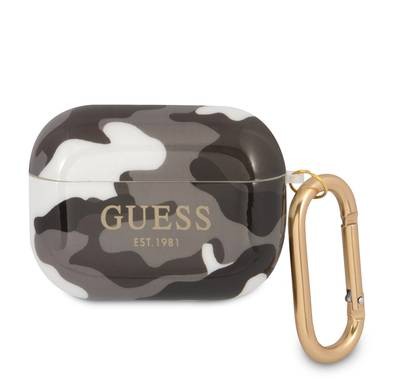 CG MOBILE Guess TPU Shinny Camouflage Case with Anti-Lost Ring Compatible for AirPods, Scratch & Drop Resistant Cover, Dustproof Protective Silicone Case