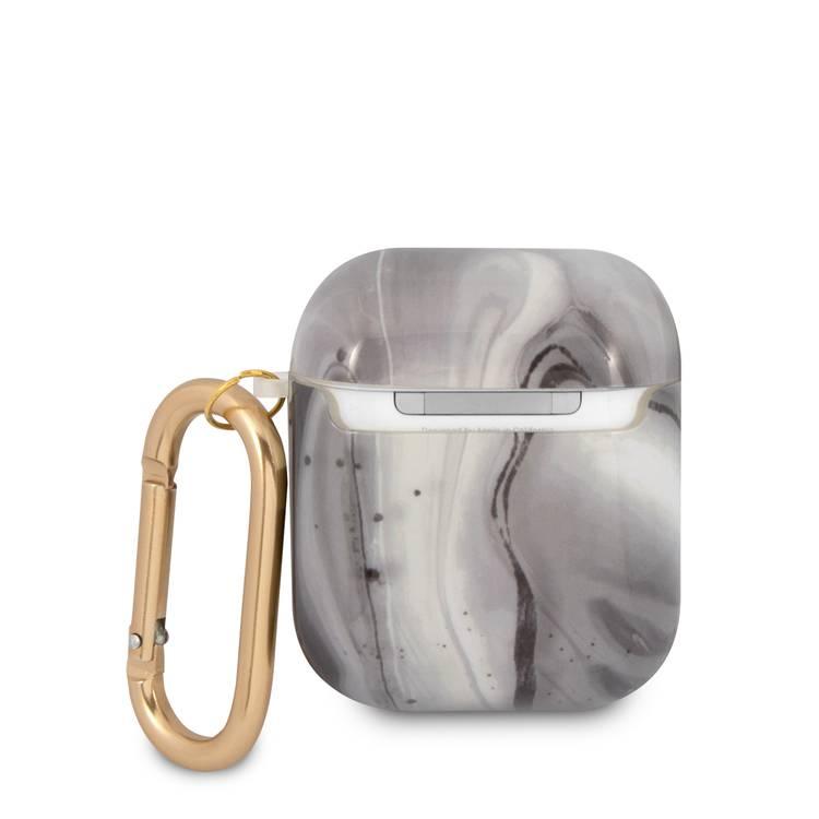 CG MOBILE Guess TPU Shinny New Marble Case with Anti-Lost Ring Compatible for AirPods, Shock Absorption & Dustproof Protection Cover, Scratch Resistant Case