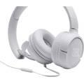 JBL TUNE 500 Wired On-Ear Headphones with Built-in Microphone, Pure Bass Sound, Lightweight and Foldable Design, 1-Button Remote/Mic - White