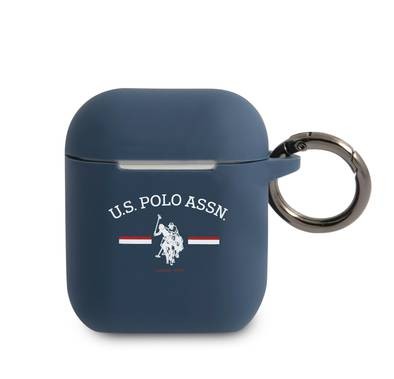 CG MOBILE U.S.Polo Assn. Silicone Horses Flag Case Compatible for Airpods 1/2, Scratch Resistant, Shock Absorption & Drop Protection Cover Officially Licensed - Navy Blue