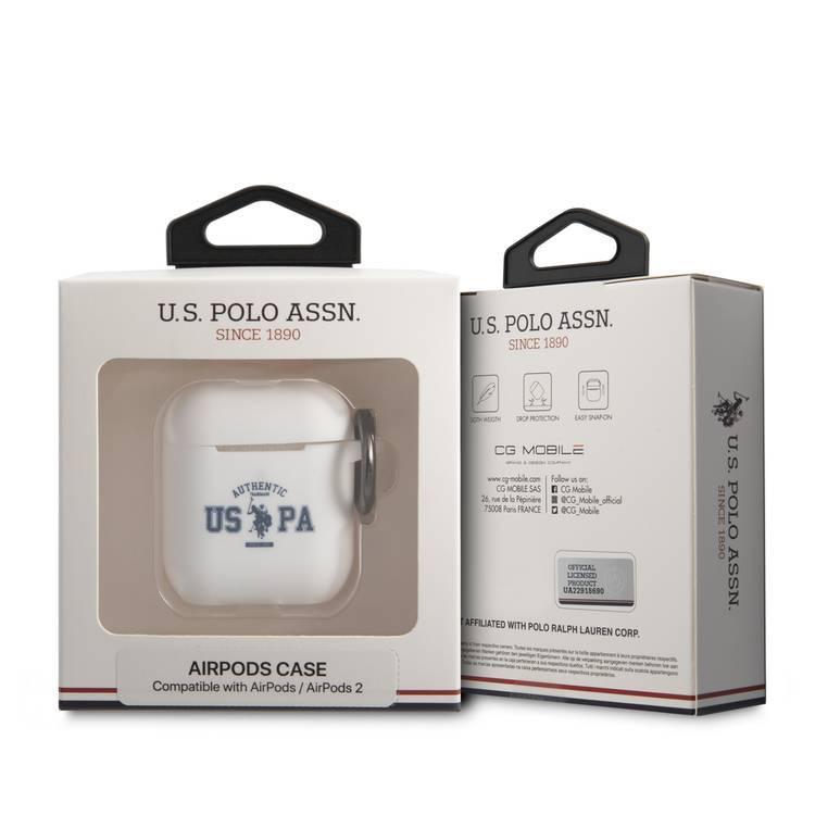 CG MOBILE U.S.Polo Assn. Silicone Uspa Authentic Case Compatible for Airpods 1/2, Scratch Resistant, Shock Absorption & Drop Protection Cover Officially Licensed - White