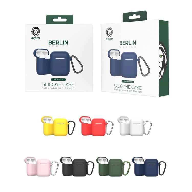 Green Lion Berlin Series Silicone Case with Anti-Lost Ring, Scratch Resistant, Shock Absorption & Drop Protection Cover Compatible for AirPods 1/2 - Black