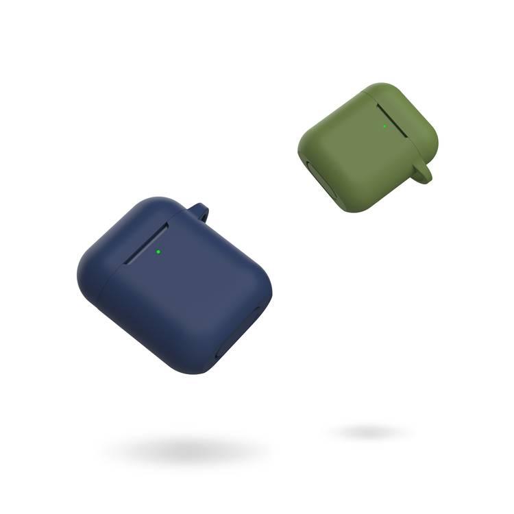 Green Lion Berlin Series Silicone Case with Anti-Lost Ring, Scratch Resistant, Shock Absorption & Drop Protection Cover Compatible for AirPods 1/2 - Blue