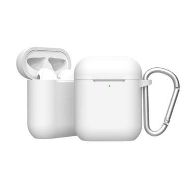 Green Lion Berlin Series Silicone Case with Anti-Lost Ring, Scratch Resistant, Shock Absorption & Drop Protection Cover Compatible for AirPods 1/2 - White