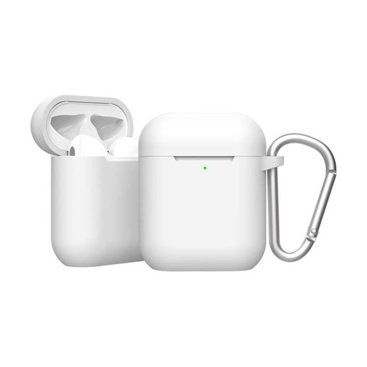 Green Lion Berlin Series Silicone Case with Anti-Lost Ring, Scratch Resistant, Shock Absorption & Drop Protection Cover Compatible for AirPods 1/2 - White