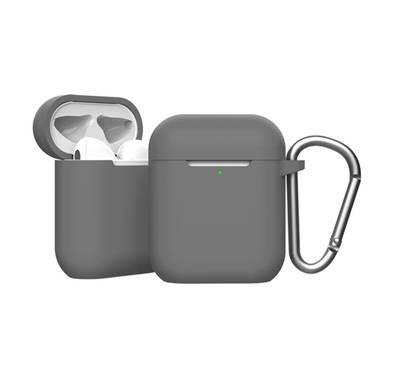 Green Lion Berlin Series Silicone Case with Anti-Lost Ring, Scratch Resistant, Shock Absorption & Drop Protection Cover Compatible for AirPods 1/2 - Gray