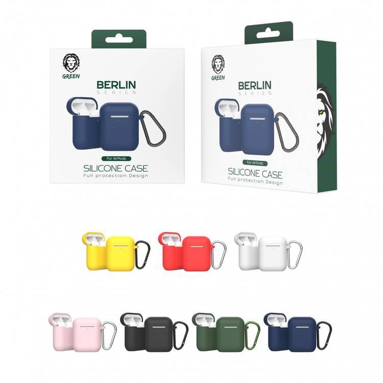Green Lion Berlin Series Silicone Case with Anti-Lost Ring, Scratch Resistant, Shock Absorption & Drop Protection Cover Compatible for AirPods 1/2 - Blue
