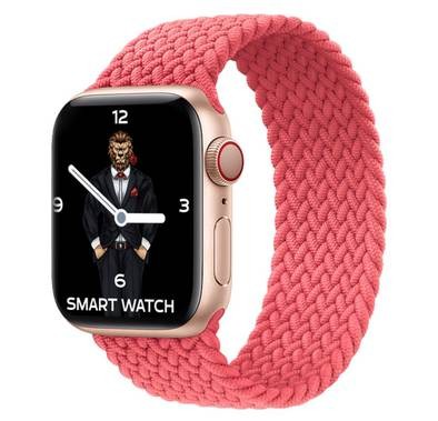 Green Lion Braided Solo Loop Strap, Ergonomic Design Fit & Comfortable Replacement Wrist Band Compatible for Apple Watch 40mm - Pink