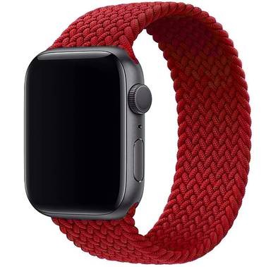 Green Lion Braided Solo Loop Strap, Ergonomic Design Fit & Comfortable Replacement Wrist Band Compatible for Apple Watch 42/44mm - Wine Red