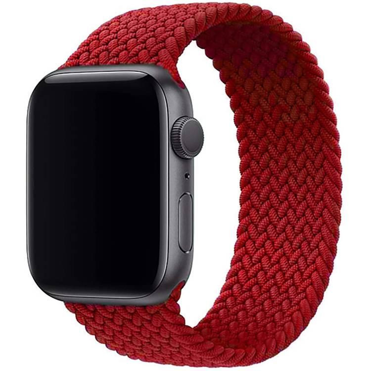 Green Lion Braided Solo Loop Strap, Ergonomic Design Fit & Comfortable Replacement Wrist Band Compatible for Apple Watch 42/44mm - Wine Red