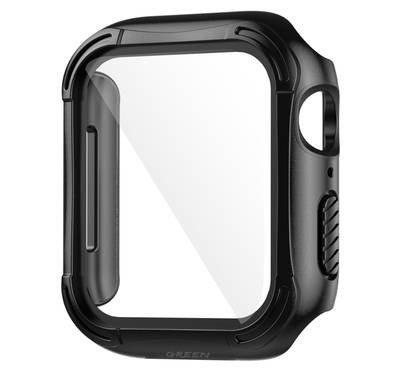 Green Lion Guard Pro PC/TPU Defense Edge Case with Glass Protector, Easy Access to All Ports, Anti-Scratch Protective Case Replacement Compatible for Apple Watch 44mm - Black