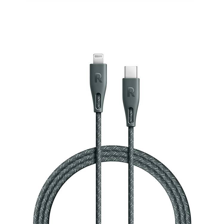 RAVPower Nylon Braided Cable 2M Compatible for Type-C to Lightning Cable, iPhone Connector Fast Charging and Data Transmitter Cord, Universal Compatibility MFi Certified - Green