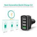 RAVPower Car Charger 4-Port Quick Charge 3.0 54W, Compact & Portable Design Car Power Adapter with iSmart 2.0 Tech, Fast and Safe Charging, Aluminum Car Charger Socket