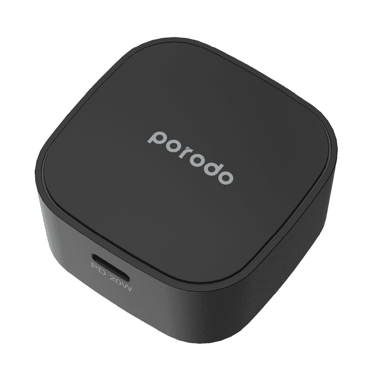 Porodo USB-C Adapter, Super-Compact Fast Wall Charger Power Delivery 20W UK with Built-in Protective Mechanism, Compatible for iPhone 12 Pro Max, 12 Pro/12, 12 Mini, 11 Pro Max