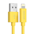 Porodo PVC Cable Compatible for Lightning Devices 1.2m 2.4A, Fast Data Sync & Charge, Durable and Portable Connector, Tactile & Robust Exterior, Dirt Resistance, MFi Certified - Yellow