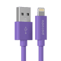 Porodo PVC Cable Compatible for Lightning Devices 1.2m 2.4A, Fast Data Sync & Charge, Durable and Portable Connector, Tactile & Robust Exterior, Dirt Resistance, MFi Certified - Lavender