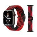 Green Lion Braided Solo Loop Adjustable Strap, Ergonomic Design, Skin-Friendly, Fit & Comfortable Replacement Wrist Band Compatible for Apple Watch 42/44mm - Black / Red