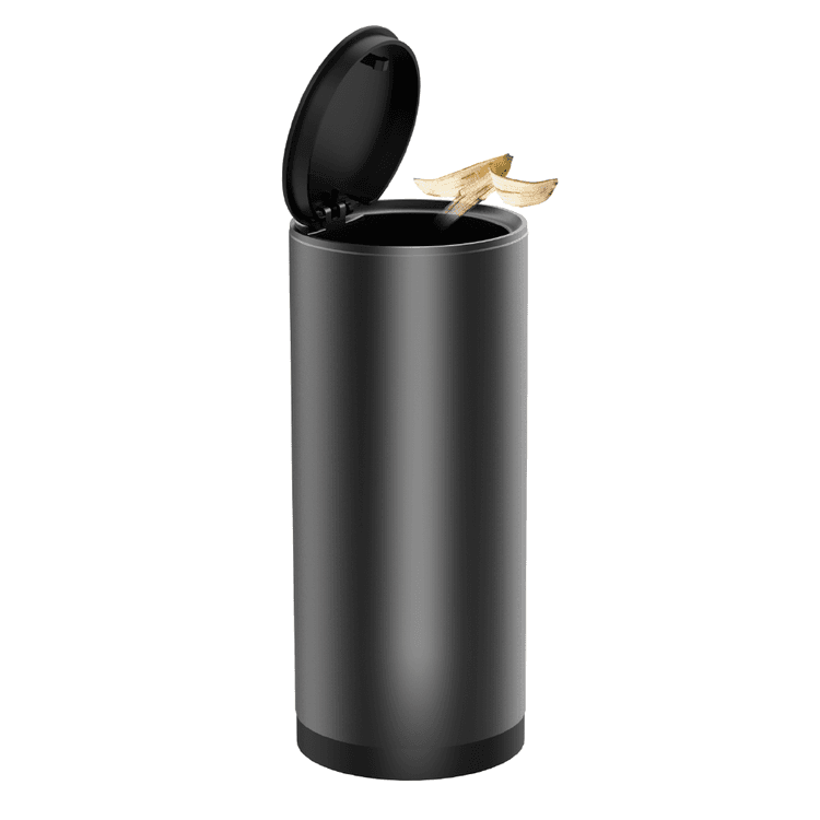 Green Lion Car Trash Can 500mL Capacity, Touch to Open, Vehicle-mounted Mini Trash Bin, Aluminum Alloy Office Desktops Waste Bin Rubbish Container with Free Trash Bags - Gray
