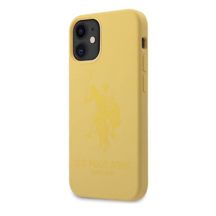 CG Mobile U.S. Polo Assn. Premium Liquid Silicone Hard Case for iPhone 12 Mini ( 5.4" ) Easy Access to All Ports Suitable with Wireless Chargers Officially Licensed Yellow