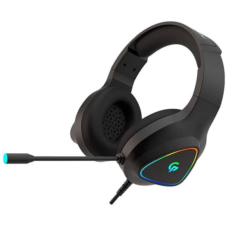 Porodo PDX414-BK  Wired Gaming Headset with Noise Cancelling, 3D Dimensional HD Sound, RGB Breathing Light Gaming Headset, 3.5mm Dual Audio Jack - Black